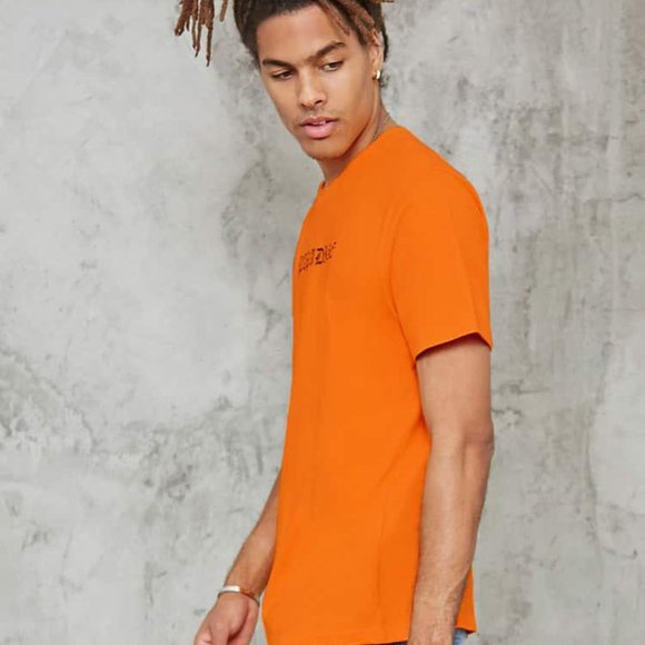 Mens Forever 21 Neon Orange Paradise T-Shirt - Picture 2 of 5